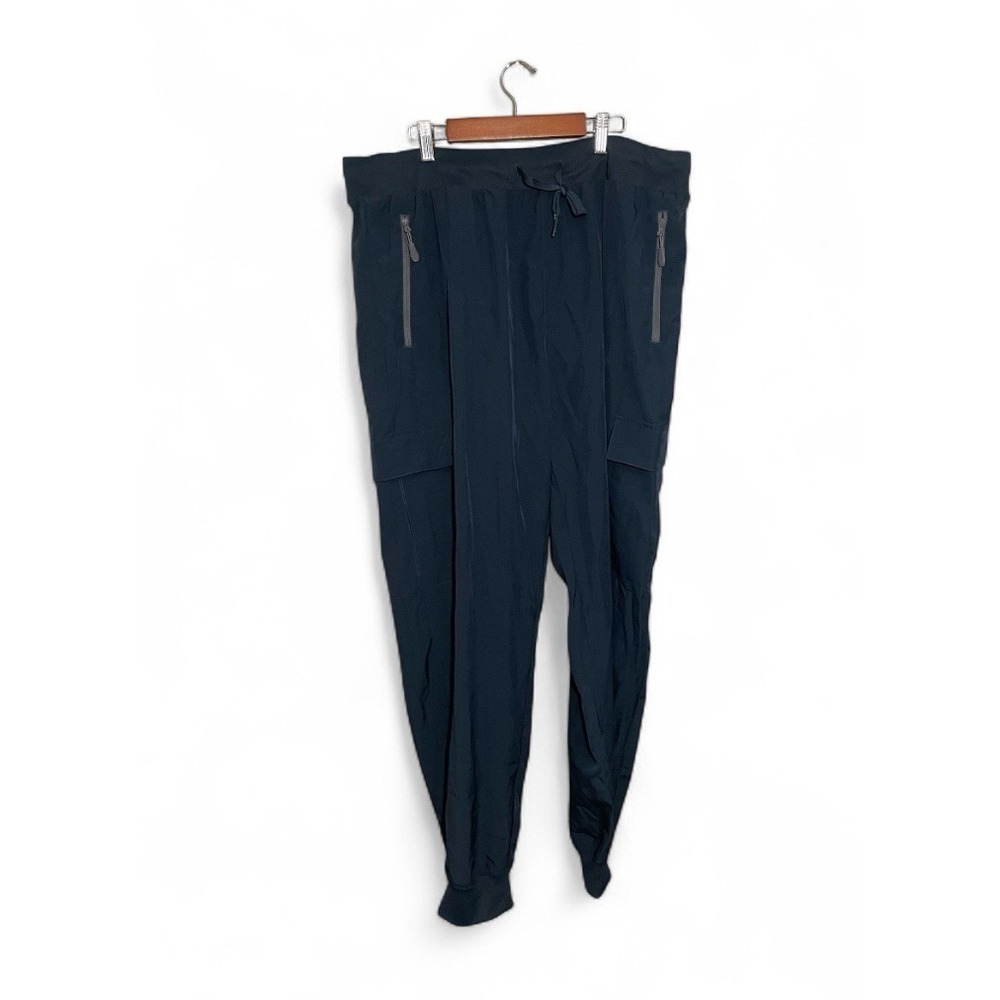 Libin Jogger Pants Women's 2XL Nylon Spandex‎ Drawstring Zip Pockets Blue